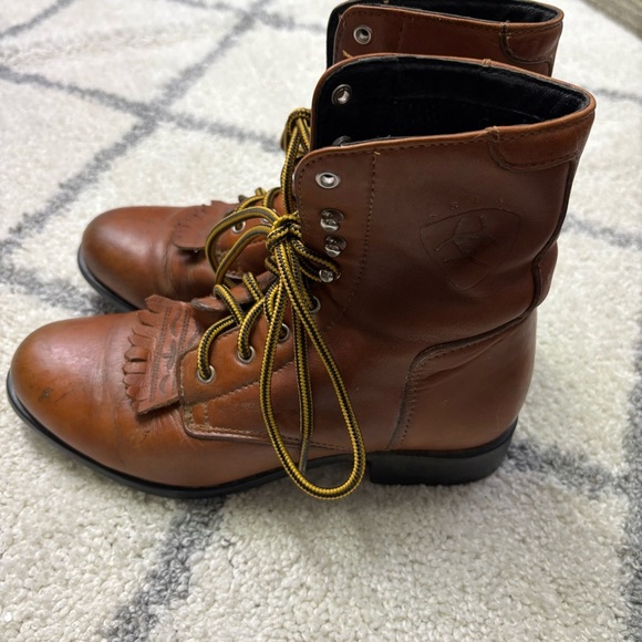 Ariat Wom. 5.5 Lace Up Roper Boots Cowboy Western Leather Kiltie Rodeo Stampede - Picture 4 of 11